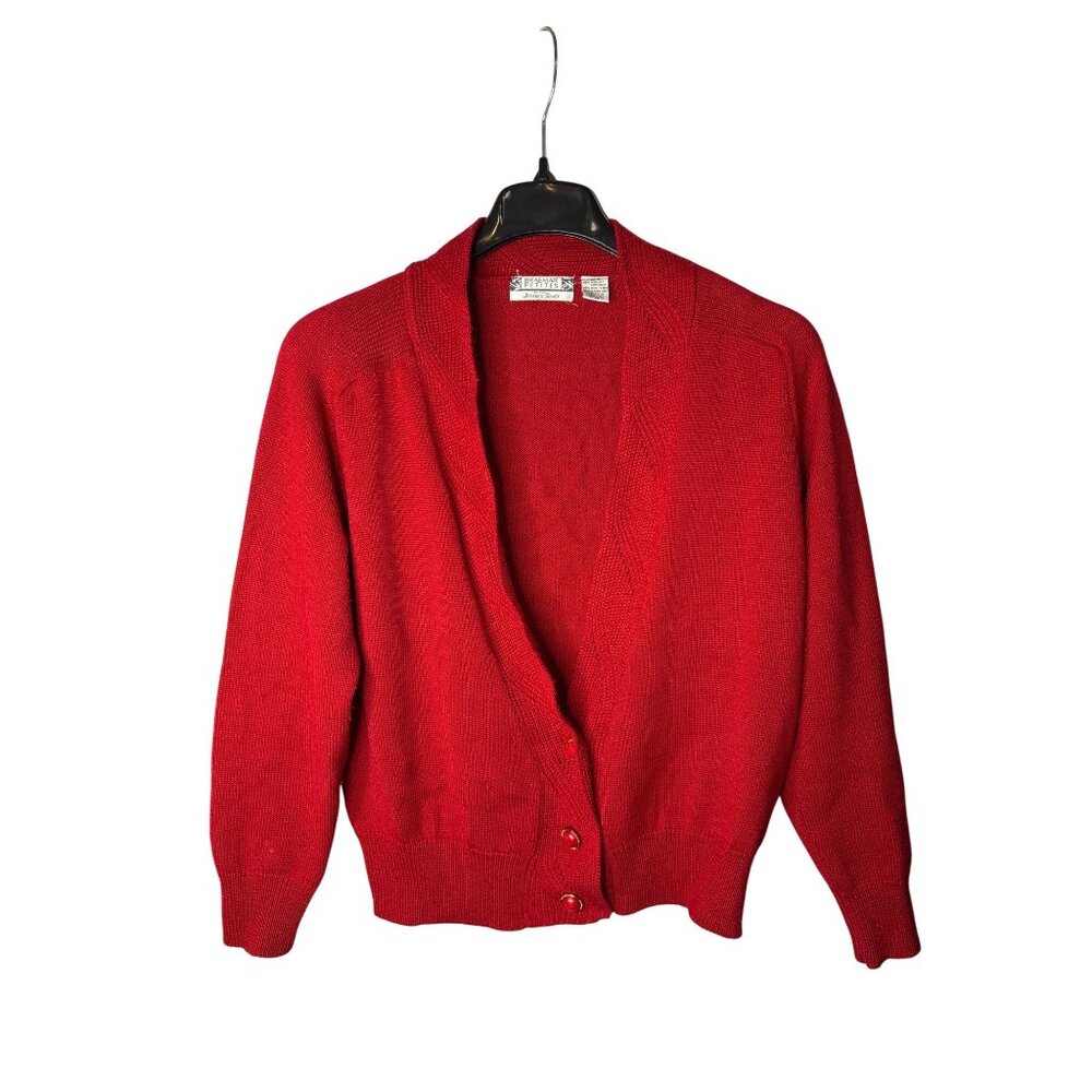 Vintage Womens Braemar Petites By Jeremy Scott Cardigan Size M Shoulder Pads